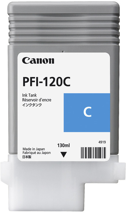 Originálna náplň CANON PFI120C, azúrový, 130ml, 2886C001, Canon TM-200, 205, 300, 305