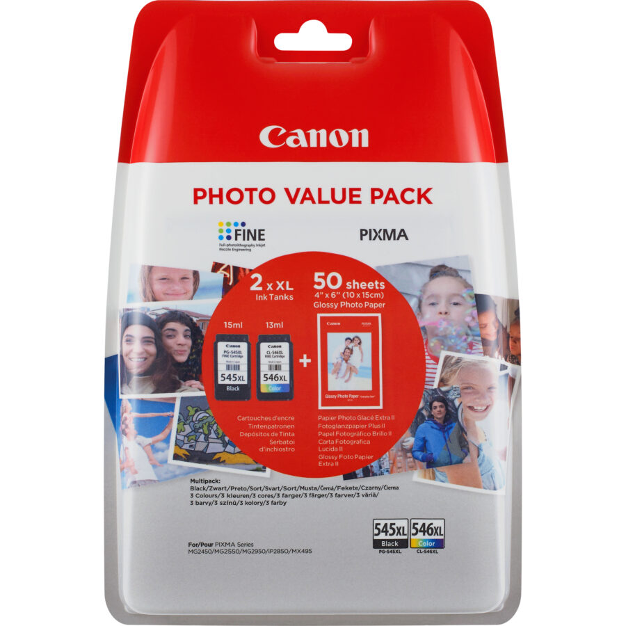Originálna náplň CANON Pack PG-545 XL čierny+CL-546 XL farebný + 50x GP501 8286B006 8286B011
