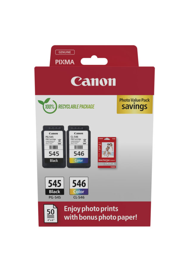 Originálna náplň CANON Pack PG-545 čierny + CL-546 farebný + 50x GP-501 8287B008