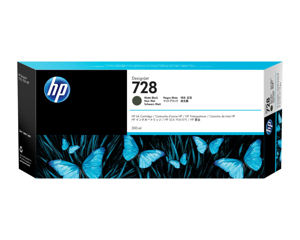 Originálna náplň HP F9J68A, HP 728, matte čierny, 300ml HP DesignJet T730, T830