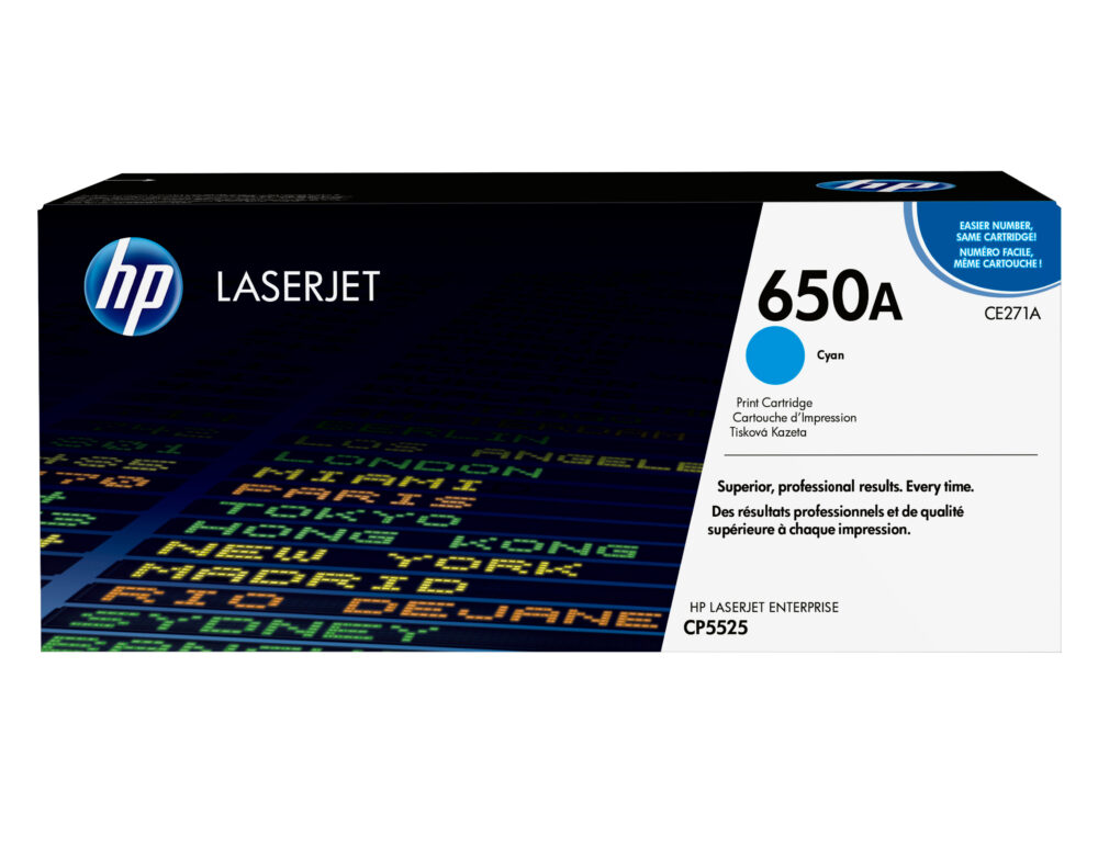 Originálny toner HP CE271A, azúrový, 15000str. HP 650A, HP LaserJet CP5525n, CP5525dn