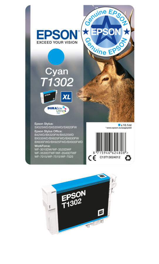 Originálna náplň EPSON C13T13024012, T1302 azúrový, 765str., 10, 1ml
