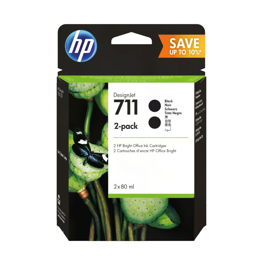 Originálna náplň HP P2V31A, HP 711, čierny, 80ml, 2ks, HP 2-pack Designjet T120 ePrinter,