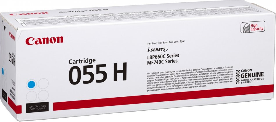 Originálny toner CANON CRG 055H C, azúrový, 5900str., 3019C002, high capacity 3019C004