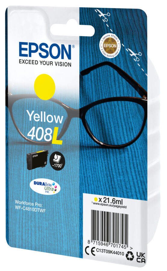Originálna náplň EPSON C13T09K44010, T09K440, 408L, žltý, 21.6ml, Epson WF-C4810DTWF