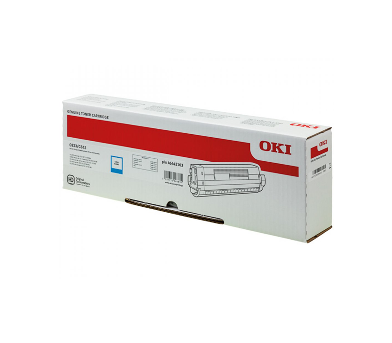 Originálny toner OKI 46443103 azúrový 10000str., high capacity, OKI C833, C843