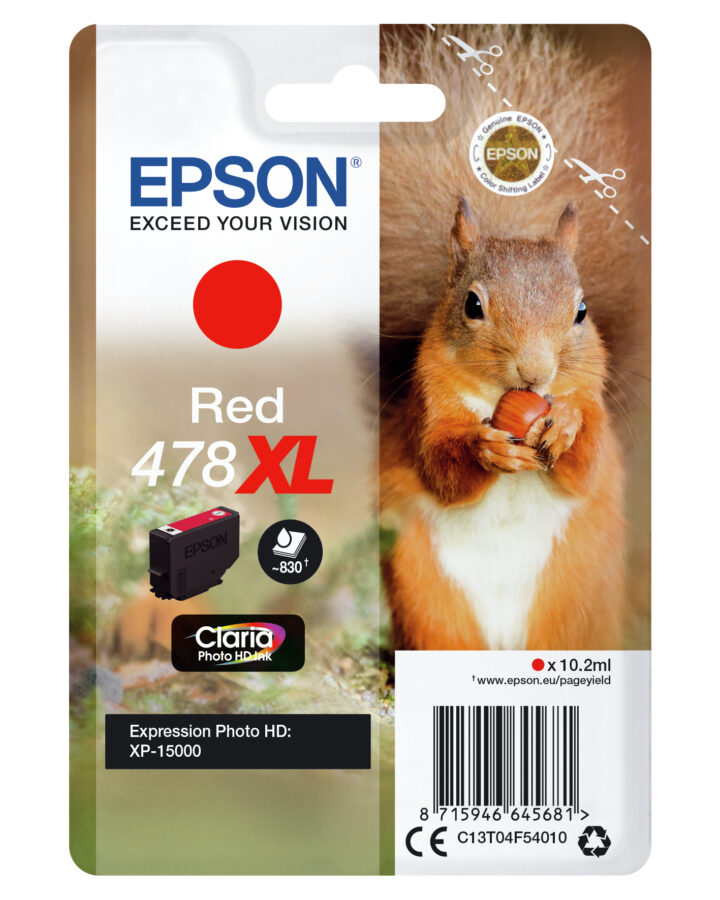 Originálna náplň EPSON C13T04F54010, 478XL, red, 10.2ml, Epson XP-15000
