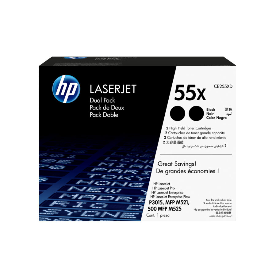 Originálny toner HP CE255XD, čierny, 12500str., 55X, HP Enterprise P3015, Dual pack 2ks