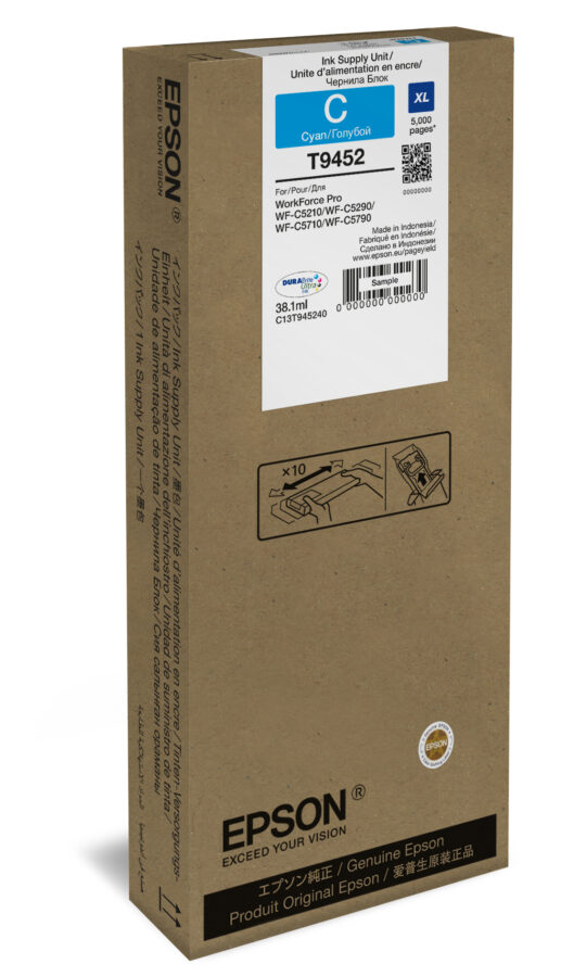 Originálna náplň EPSON T9452, C13T945240, azúrový, 5000str., 1x38.1ml,