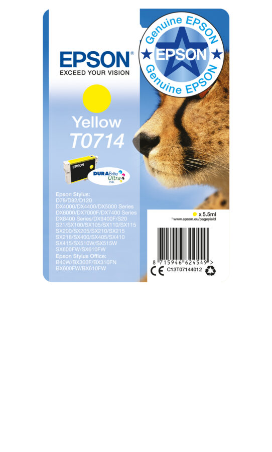 Originálna náplň EPSON T0714 žltý C13T07144012 375str., 5, 5ml