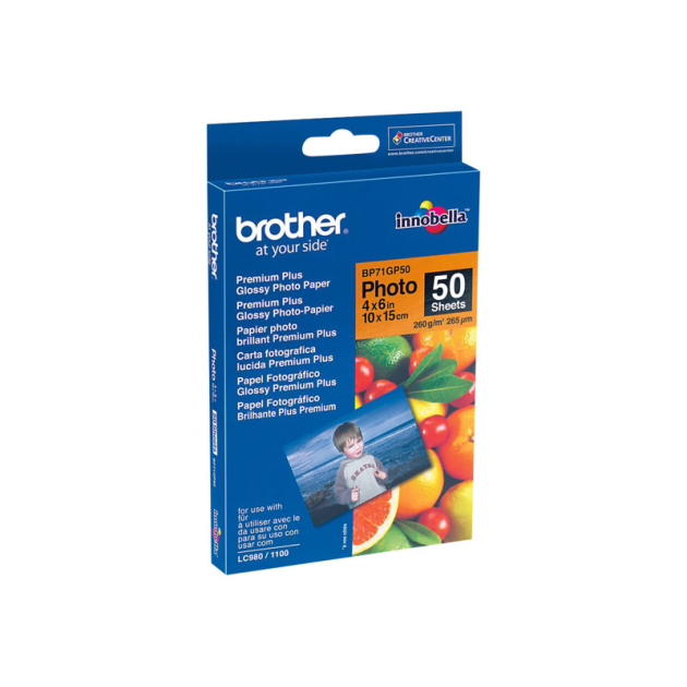 Fotopapier Originálny Brother BP71 lesklý A6 / 10x15 A4 260 g / m2 50 listov